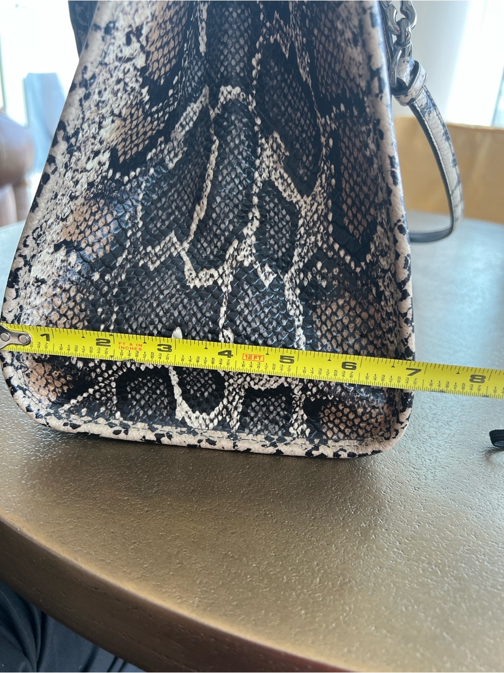 Coach Snake-Print Leather Satchel in Black and Cream - Picture 4 of 12